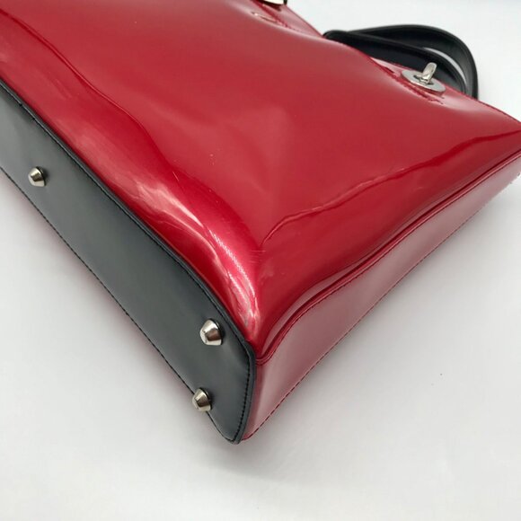 Beijo Red Patent Leather Briefcase Shoulder Bag - Picture 7 of 11